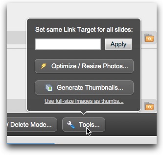 ~ Built-In Tools ~<br/>The photo manager includes a built-in photo resizer/optimizer and thumbnail generator.
